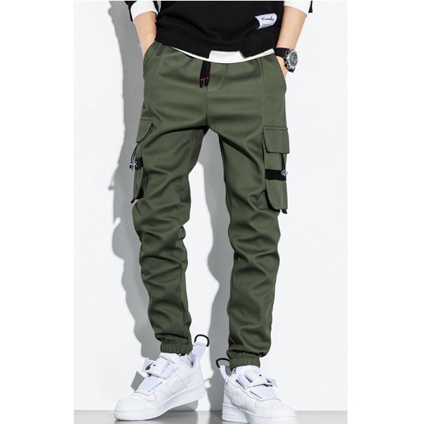 Quần vải thô nam big size túi hộp dáng jogger