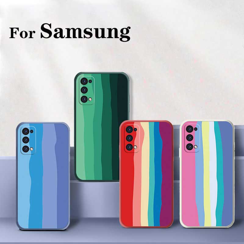 Ốp lưng Rainbow da viền chống va đập Samsung Galaxy S10 S9 S8 Plus Note 10 Plus 9 5G S10+ S9+ S8+