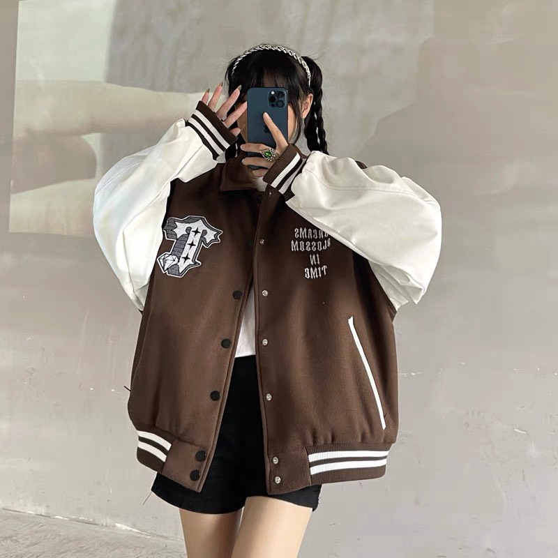 ÁO KHOÁC BOMBER NỮ CỔ SƠ MI PHONG CÁCH  CÁ TÍNH SÀNH ĐIỆU