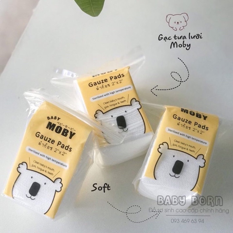 Moby baby - Gạc rơ lưỡi sơ sinh 100% cotton tự nhiên tinh khiết