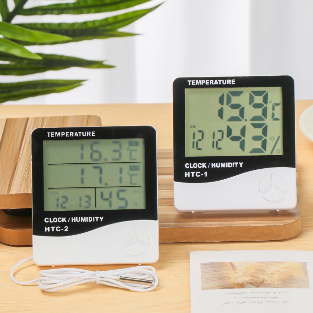 NIUYOU [Ready Stock] Temperature Meter With Clock LCD Digital Hygromet