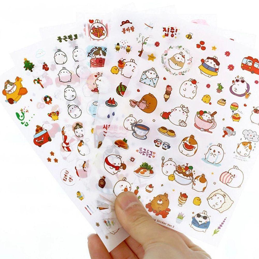 Miếng Dán Hình Thỏ Molang AUGUSTINA Kawaii Dễ Thương Trang Trí Điện Thoại Sổ Tay