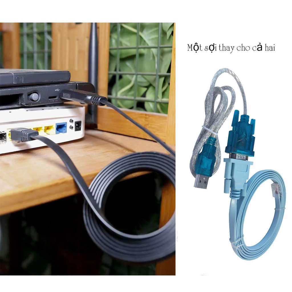 Cáp lập trình Console USB to RJ45 dài 1.8M Winet, kết nối từ má tính, laptop sang thiết bị mạng để cài đặt