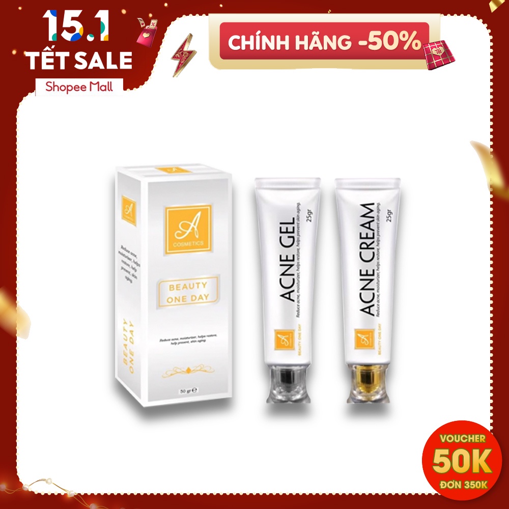 Kem Ngừa Mụn Siêu Tốc Độ Acosmetics, Tặng 1 Kem xóa thâm - 50g, tặng gương