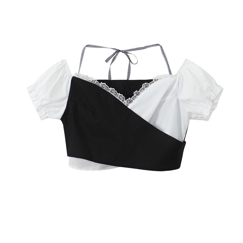 YAS0807-Set váy hai dây trễ vai buộc dây sexy + váy zip đan dây