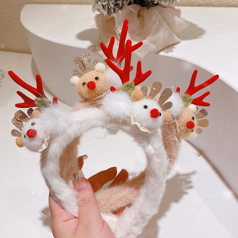 Giá Đỡ Băng Đô Rửa Mặt / Trang Điểm Họa Tiết Sừng Tuần Lộc Giáng Sinh Dành Cho