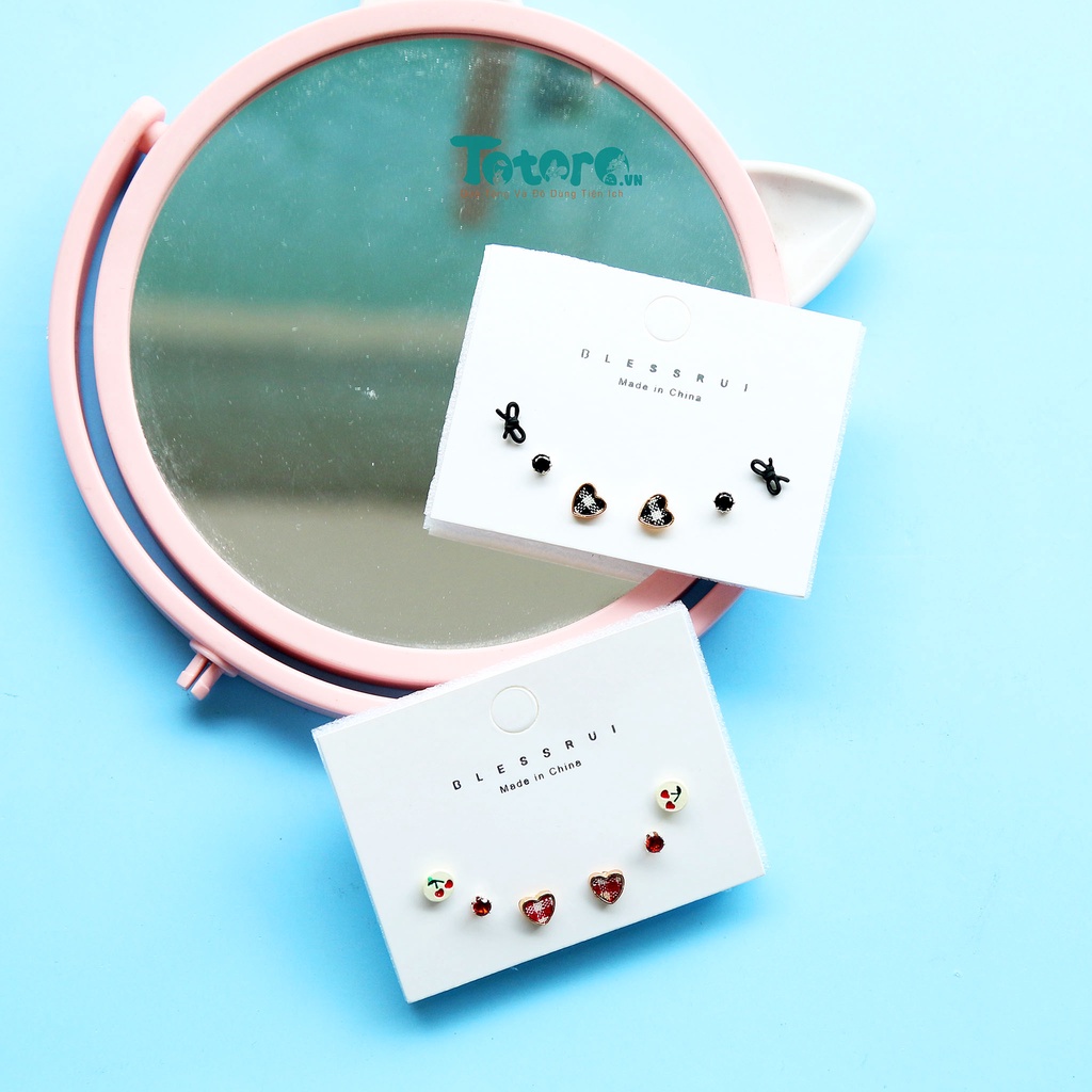 Set 6 chiếc bông tai Họa tiết nhí dễ thương và thời trang