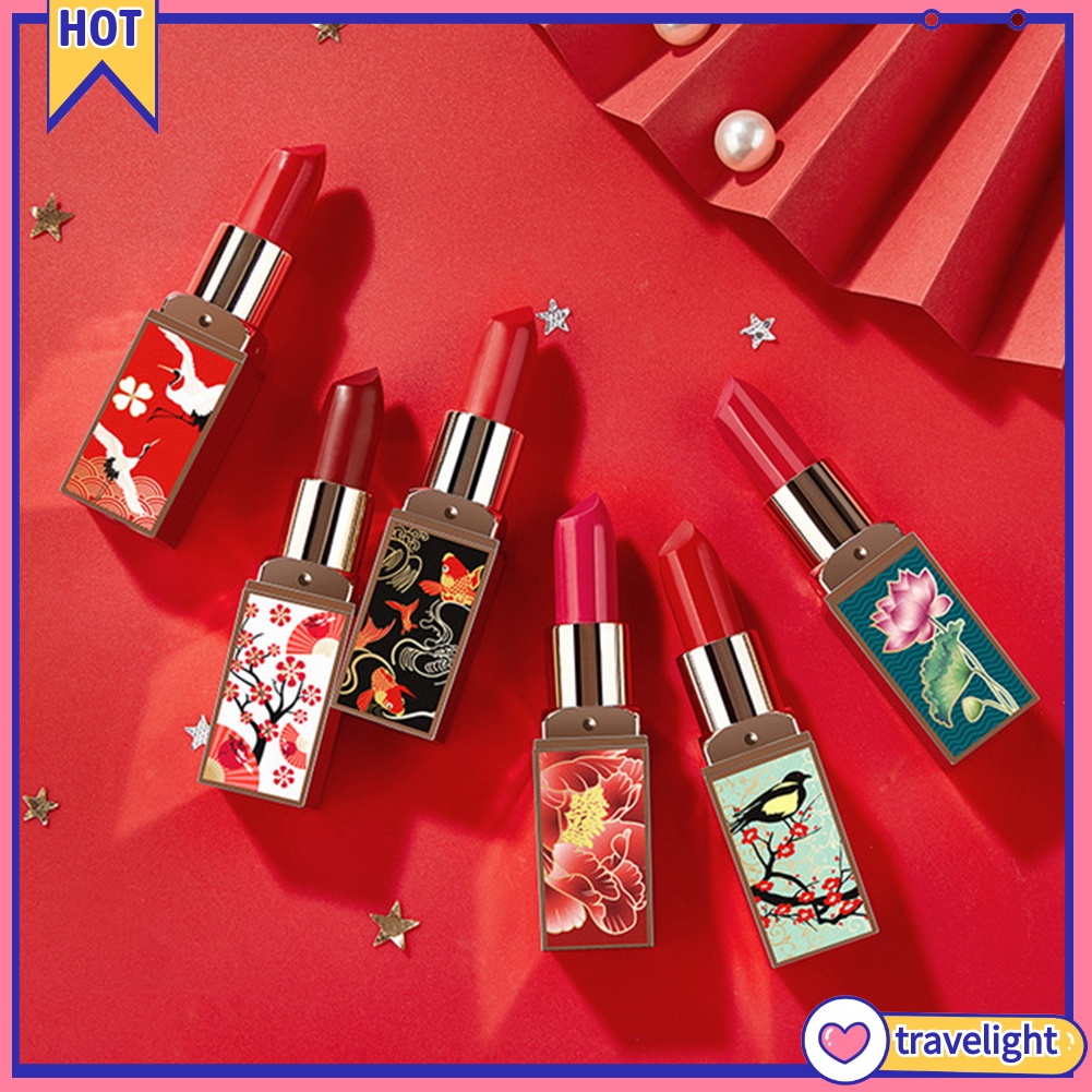 (Travelight) Set 6 son môi màu lâu trôi dưỡng ẩm phong cách Trung Hoa
