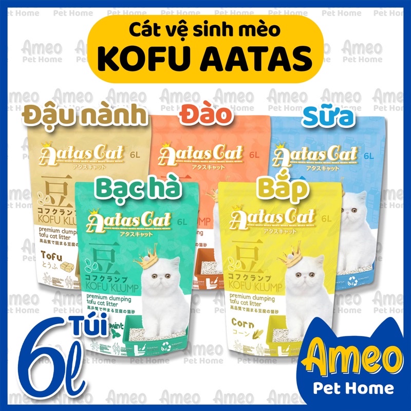 (tặng súp) Cát đậu nành Tofu Klump AATAS CAT, Cát mèo hữu cơ TOFU AATAS 6L - 2.5kg