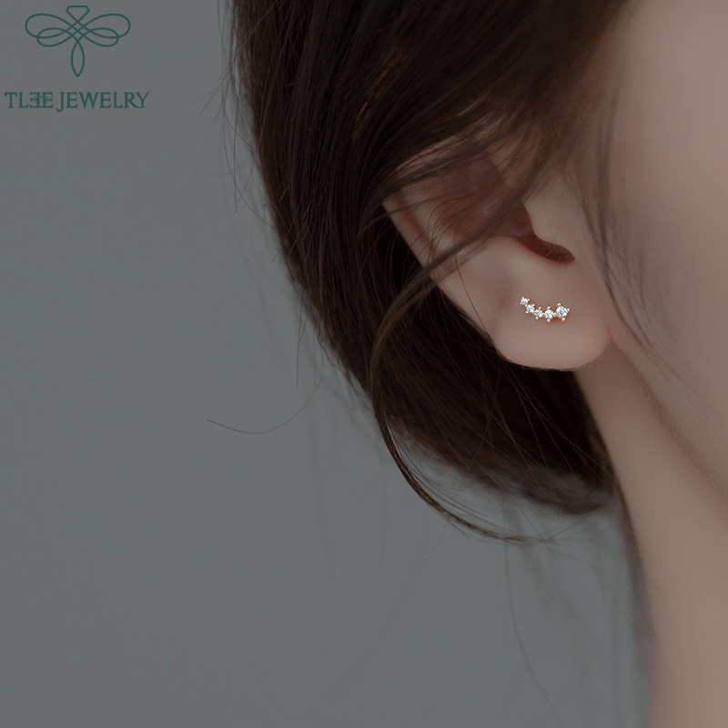 Khuyên tai bạc nữ TLEE sao băng nạm đa lấp lánh TleeJewelry B0100