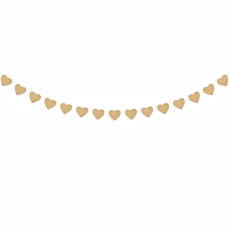 1 Set Dây Treo Trang Trí Hình Trái Tim Bằng Vải Bố Phối Ren