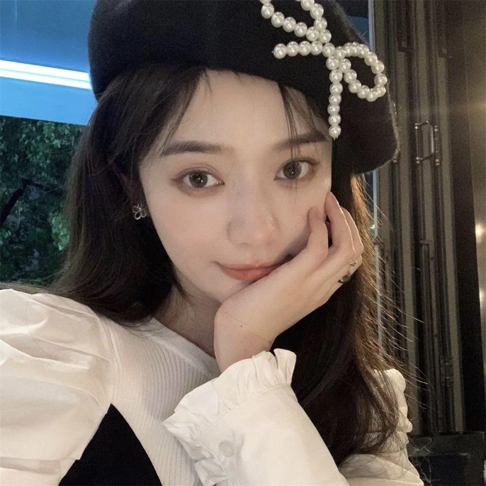 NIUYOU Mũ Beret Đính Nơ Thời Trang Mùa Đông Ấm Áp