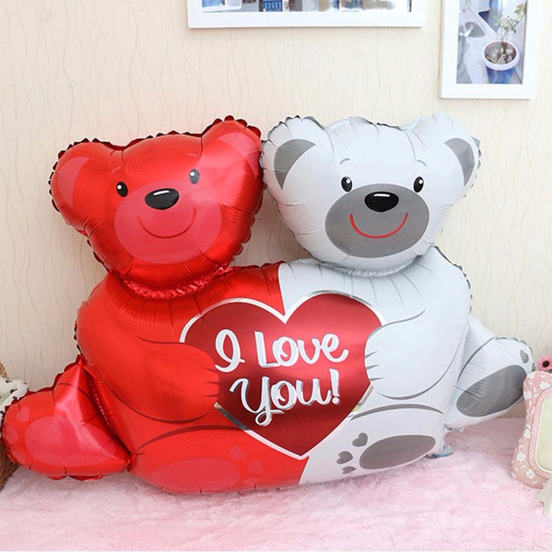 Bong Bóng Lá Nhôm 16 Inch Hình Gấu Ôm Nhau Dễ Thương Trang Trí Tiệc