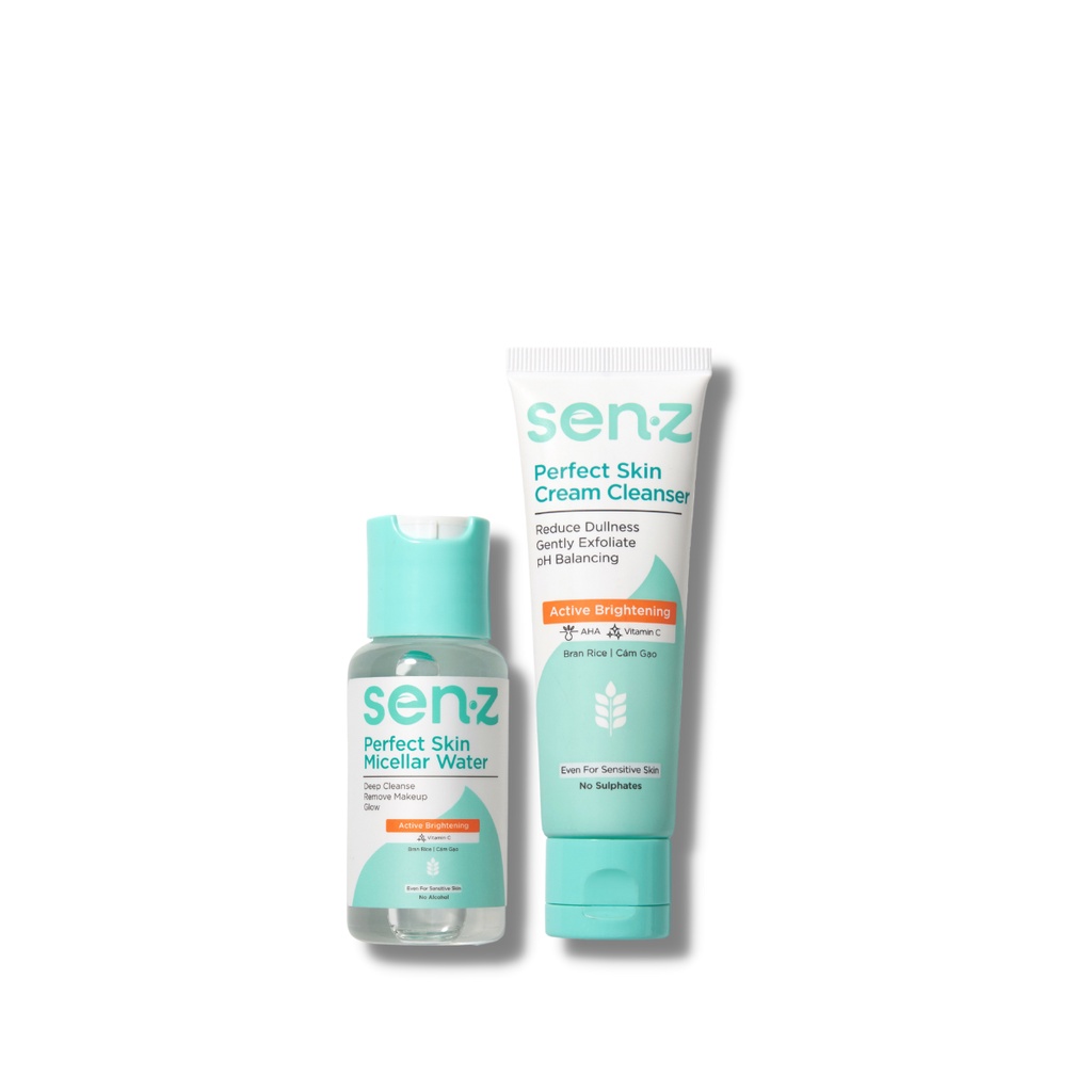 [TRAVEL SIZE] Bộ Đôi Tẩy Trang + Sữa Rửa Mặt Cám Gạo SenZ Perfect Skin Làm Sạch Sâu Sáng Da Cho Mọi Loại Da 50ML + 30ML
