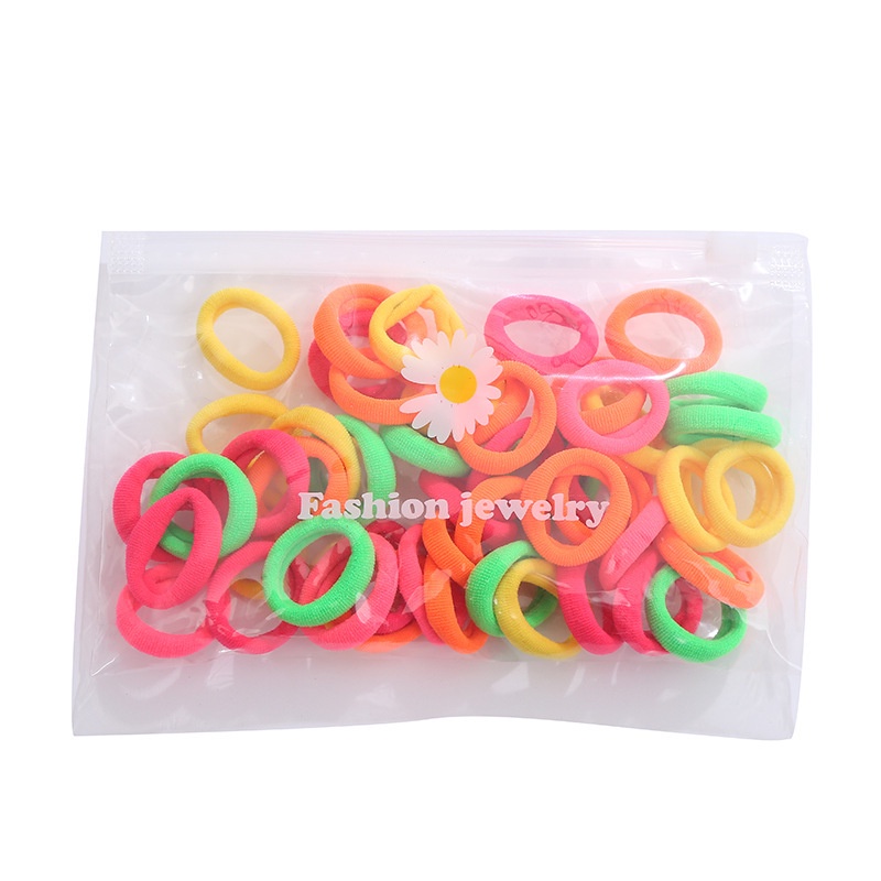 Set 50 Dây Buộc Tóc Co Giãn Nhiều Màu Sắc Phong Cách Hàn Quốc Cho Bé
