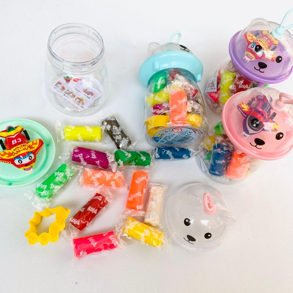 Đất nặn hình gấu cute hộp 12 viên đắt đủ mầu + tặng một xe đồ chơi mini