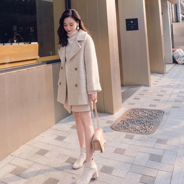 Set Áo dạ + chân váy hàng Quảng Châu cao cấp