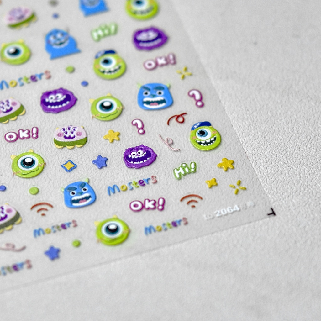 Miếng Dán Trang Trí Móng Tay In Nổi Họa Tiết Hoạt Hình Disney Dễ Thương