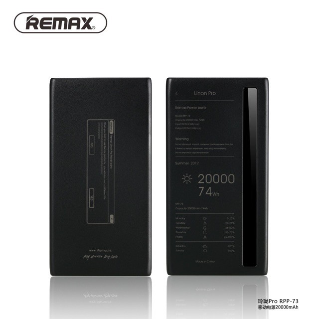 [ CHÍNH HÃNG ] PIN Sạc dự phòng remax rpp-73 dung lượng 20.000mAh có đèn hiển thi pin có đèn pin, TYPE C VÀO 11 PRO MAX