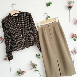 ÁO VINTAGE HOA NHÍ - CHÂN VÁY DÀI SUÔNG ( HÌNH THẬT)