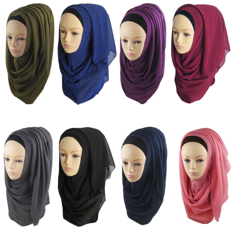 Khăn Voan Trùm Đầu Màu Trơn Phong Cách Hồi Giáo Cho Nữ