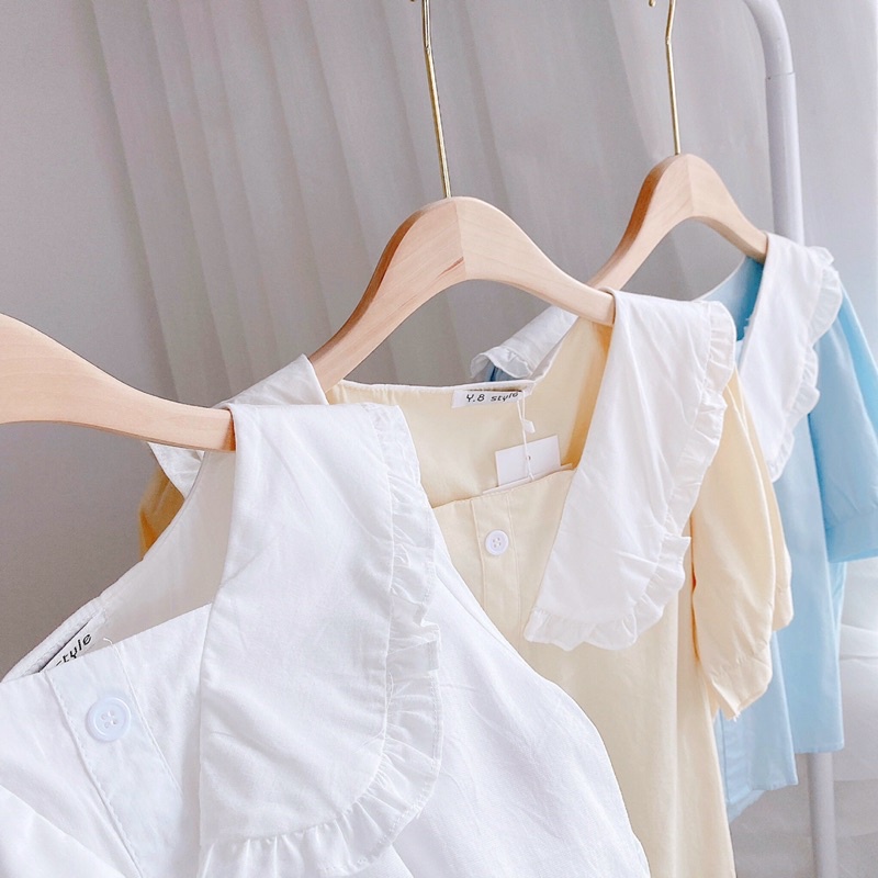 Sơ mi cộc tay cổ phối màu