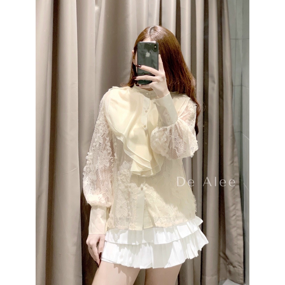 Áo sơ mi ren bèo 2 lớp - Hàng L1