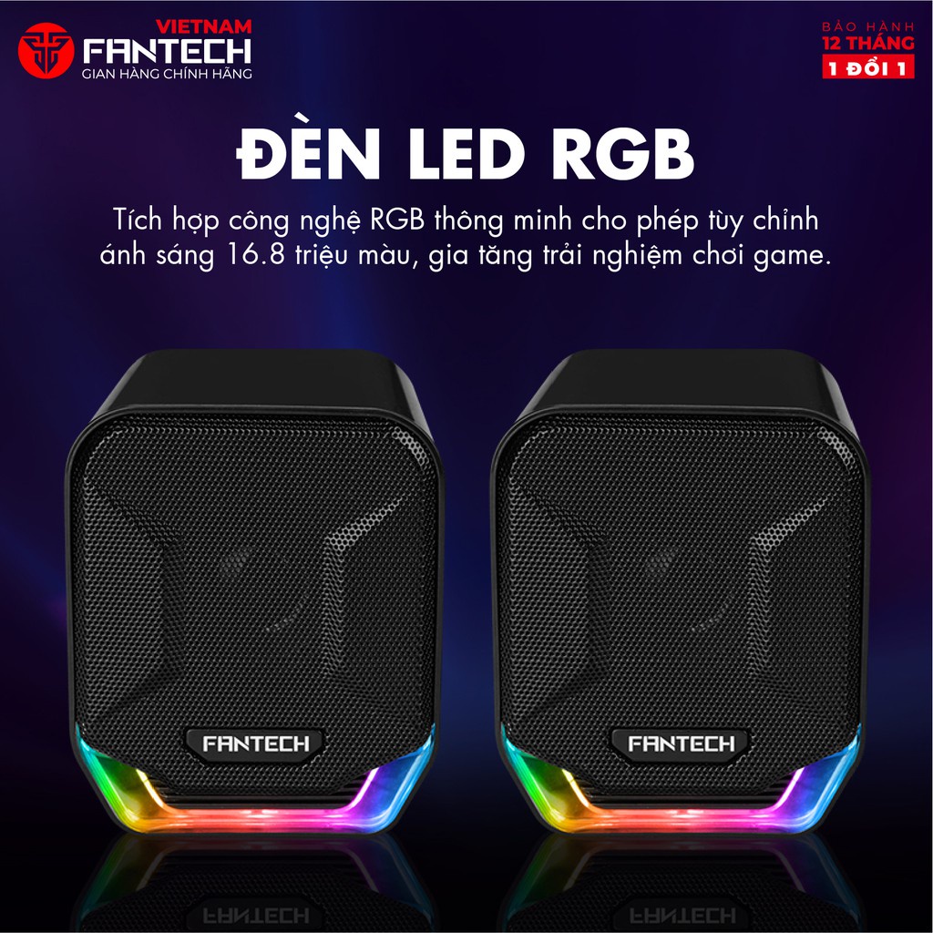 Loa Vi Tính Gaming Siêu Gọn Nhẹ Fantech GS202 SONAR LED RGB Đẹp Mắt Phân Phối Chính Hãng