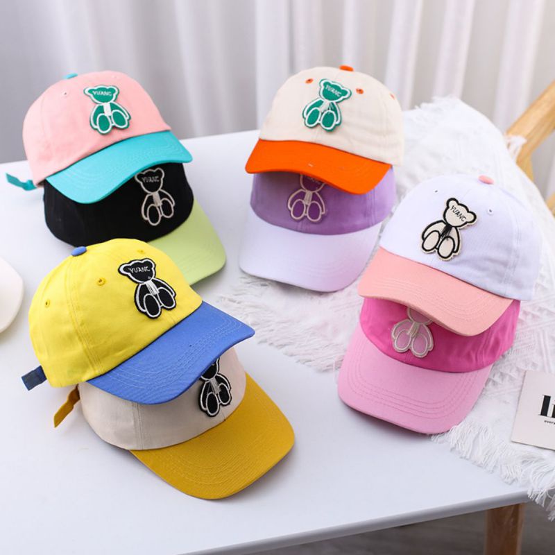 Mũ Lưỡi Trai Chống Nắng Chống Va Chạm Thêu Hoạt Hình Gấu Dễ Thương Cho Bé