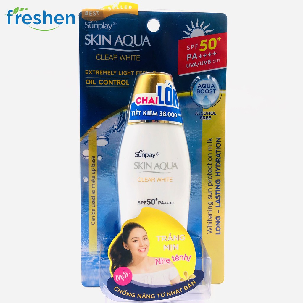 ⊙♟ (CHÍNH HÃNG) Sunplay Skin Aqua Clear White SPF50+, PA++++: Sữa Chống Nằng Dưỡng Da1