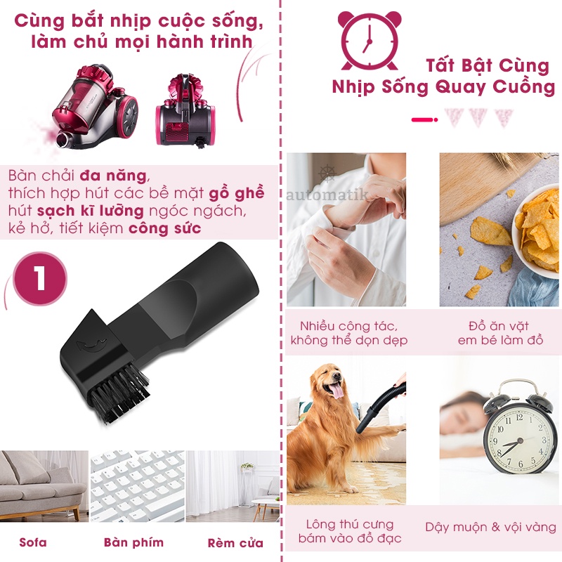 Máy Hút Bụi Gia Đình Công Nghiệp Đa Năng Lực Hút Khỏe, Ô Tô, Sofa, Sàn Nhà Cửa M11 + Tặng Bộ 09 Đầu Hút - Automatik