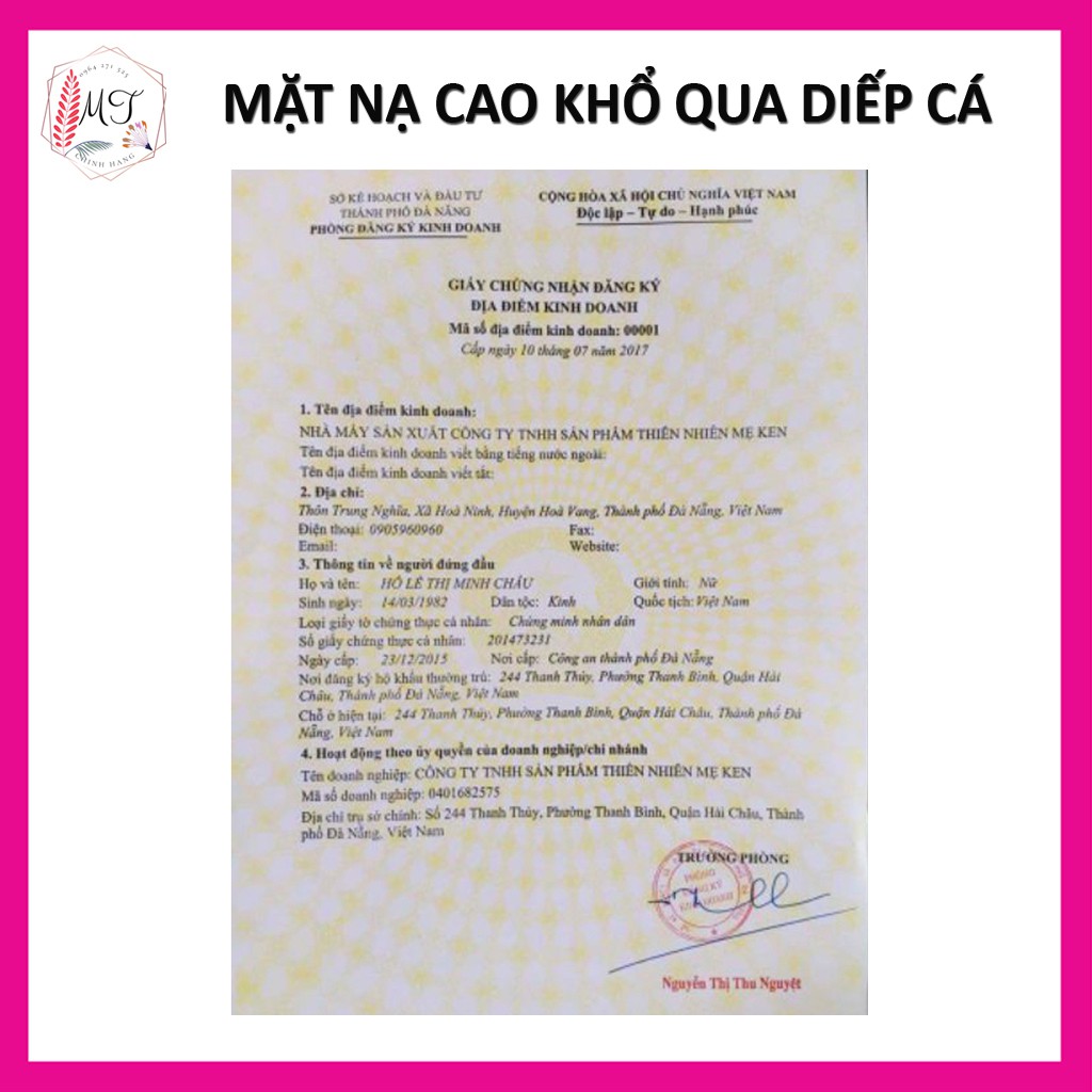 Mặt Nạ Cao Khổ Qua Diếp Cá Mẹ Ken 220gr - Cấp Ẩm Làm Dịu Da Mụn, Mụn Đỏ Tấy, Phù Hợp Da Nhạy Cảm