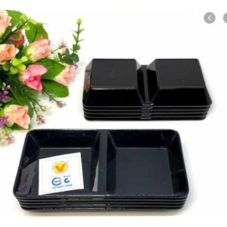 Khay chấm gia vị 2 ngăn màu đen