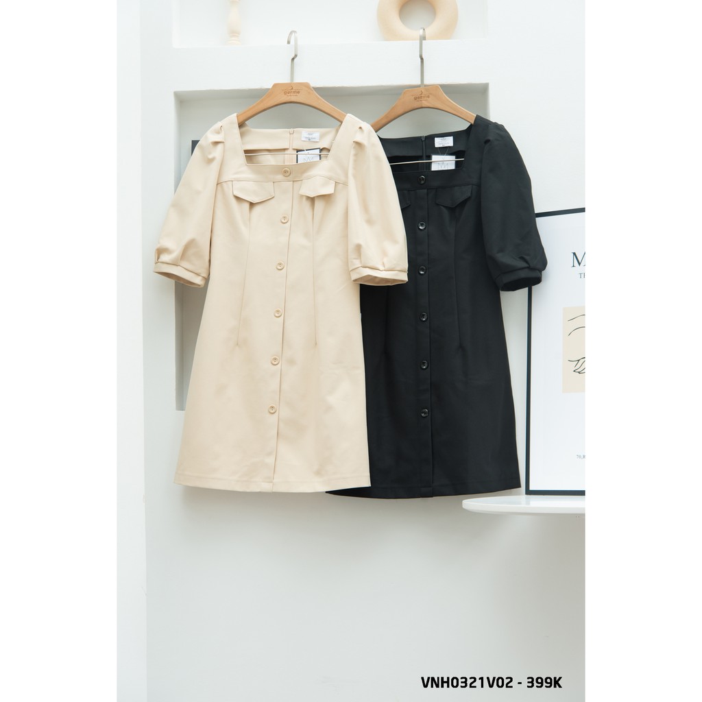 Váy cổ vuông 2 nắp túi ngực khuy dọc thân vnh0321v02 by germe | BigBuy360 - bigbuy360.vn