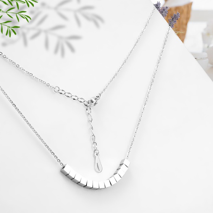 DÂY CHUYỀN TITAN NHIỀU KHỐI VUÔNG TN120 BỀN MÀU SIÊU ĐẸP