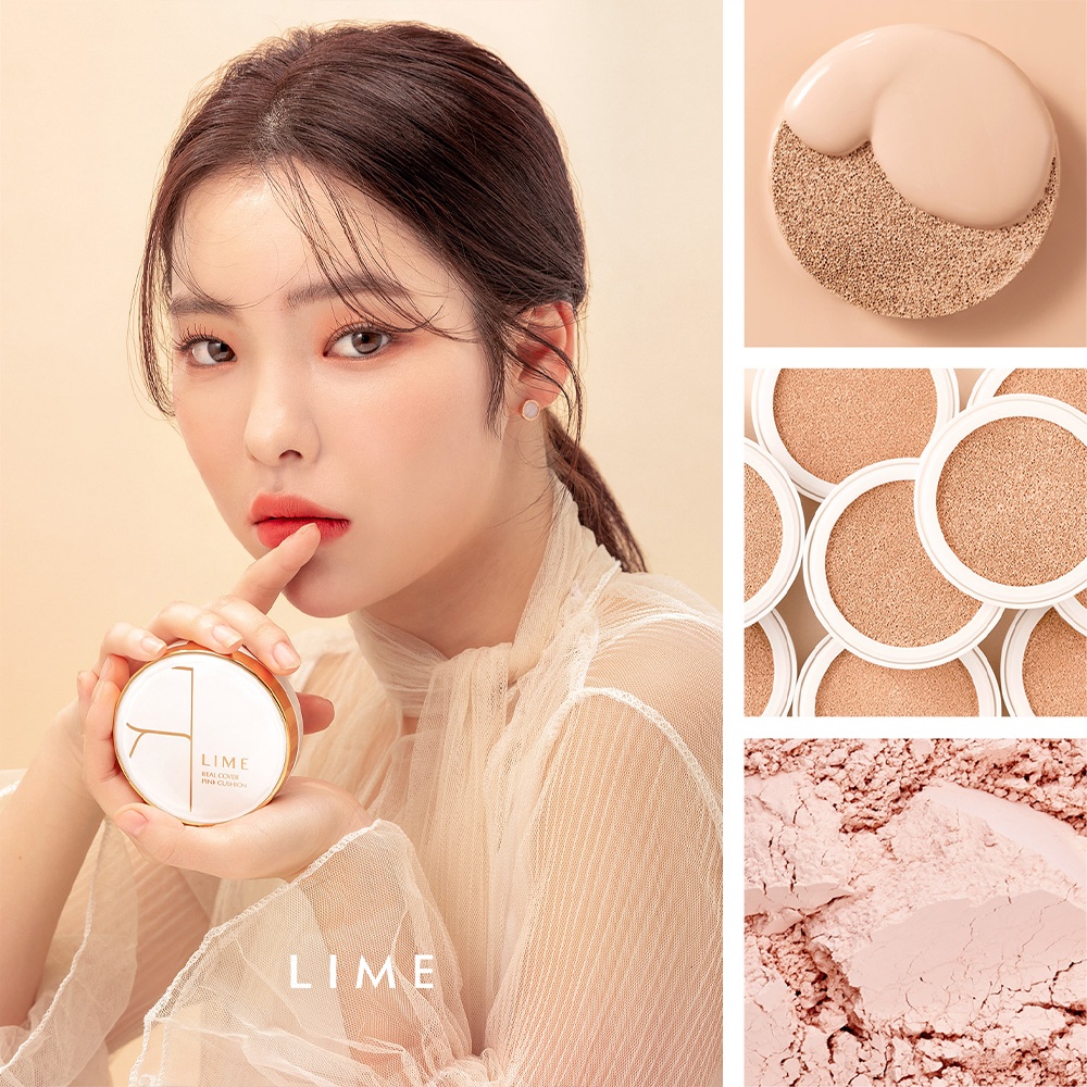 Phấn nước che khuyết điểm, kiềm dầu LIME Real Cover Pink Cushion SPF 50+/PA+++