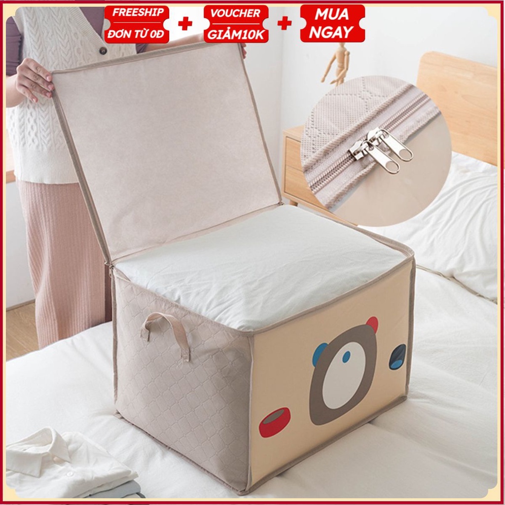 #Túi Vải Đựng Quần Áo Chăn Màn Siêu Lớn HÌNH CUTE - Hộp Vải Đựng Cất Đồ Đa Năng, Đựng Gối Mền, Đồ Lót