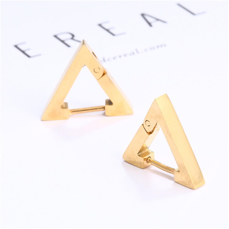 Khuyên Tai Hình Tam Giác Bằng Thép Titan Đơn Giản Dành Cho Nam Nữ