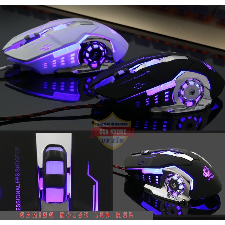 CHUỘT CHƠI GAME, CHUỘT GAMING LED RGB FREE WOLF V5 [TẶNG KÈM LÓT CHUỘT] SIÊU PHẨM GAMING THIẾT KẾ HẦM HỐ CHẤT LƯỢNG CAO | BigBuy360 - bigbuy360.vn