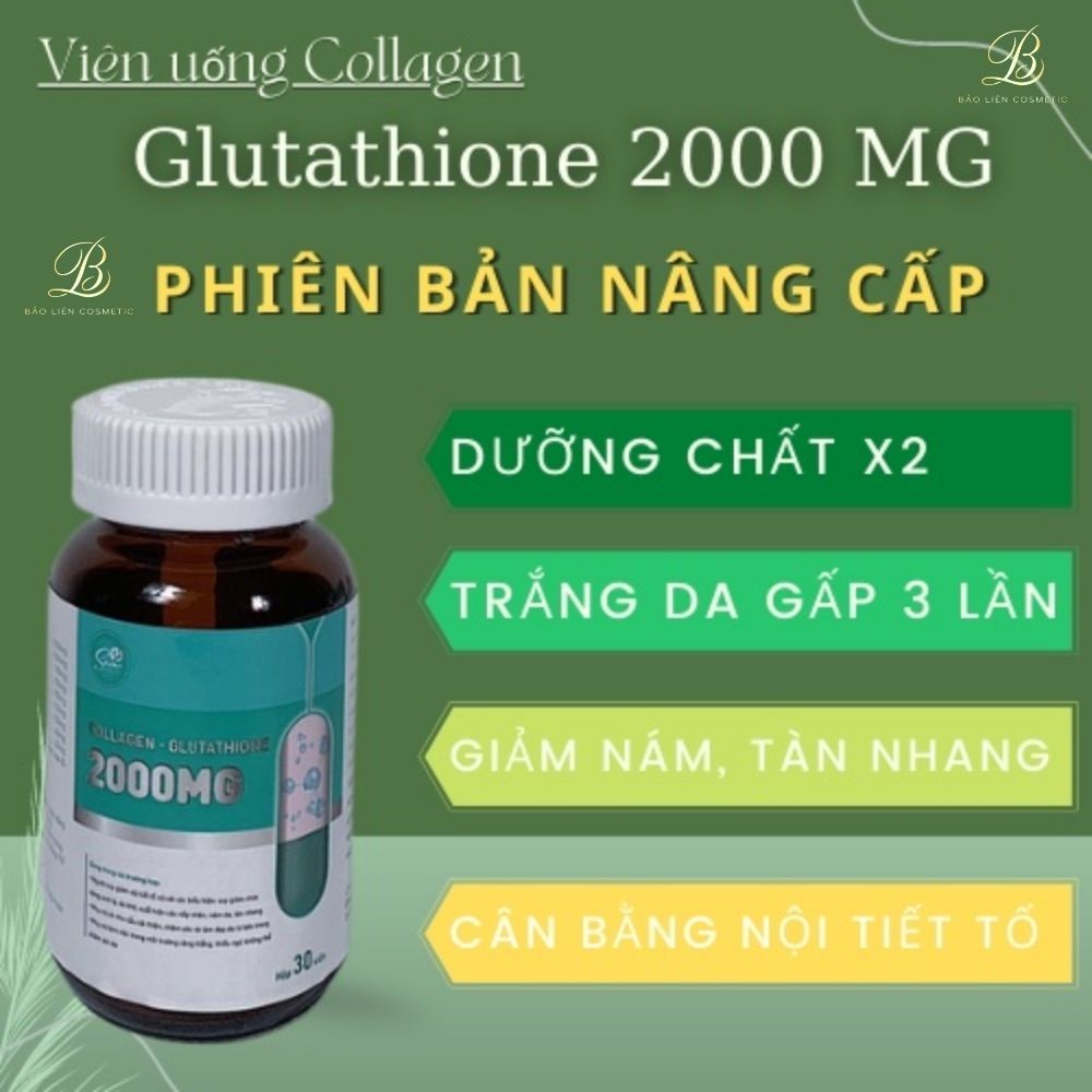 Viên Uống Trắng Da GLUTATHIONE 2000MG,viên uống đẹp da,trắng da mờ nám