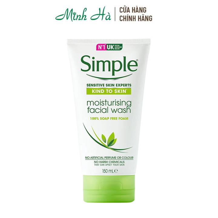 Sữa rửa mặt Simple Moisturising Facial Wash 150ml giúp dưỡng ẩm cho da nhạy cảm