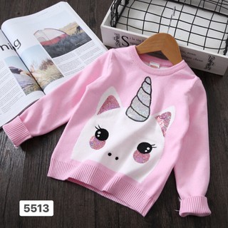 Áo Khoác Len Thêu Hình Unicorn Kim Sa Cho Bé