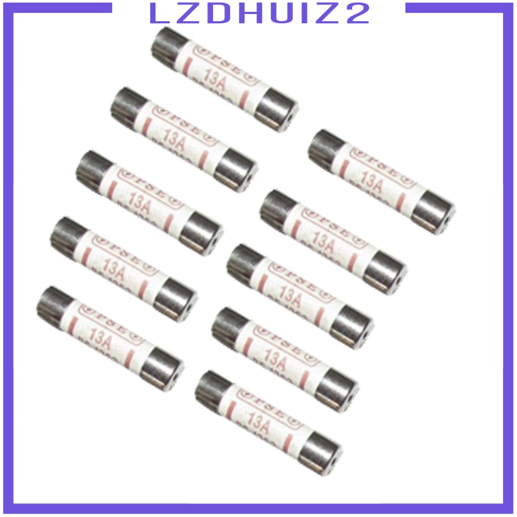 Bộ 10 ống cầu chì bằng gốm ceramic BS1362 13A 6x25 chuyên dụng cho văn phòng và trong nhà