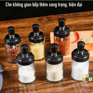 Lọ đựng gia vị , hũ gia vị thủy tinh kèm thìa đồ dùng thiết yếu của mọi gia đình - [HỦ GIA VỊ]