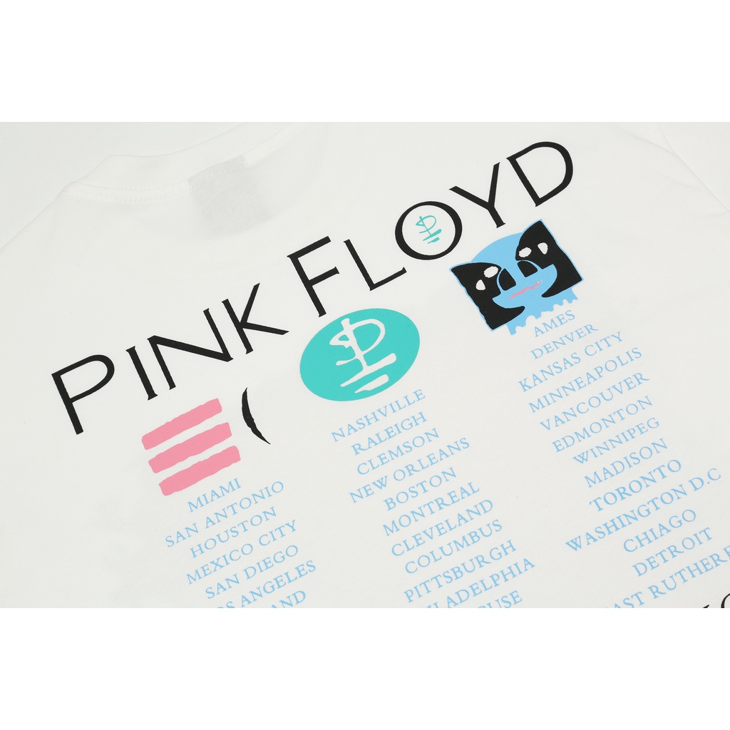 PINK FLOYD rock white ghost vintage washed old retro short-sleeved high street loose T-shirt Kanye with the same style