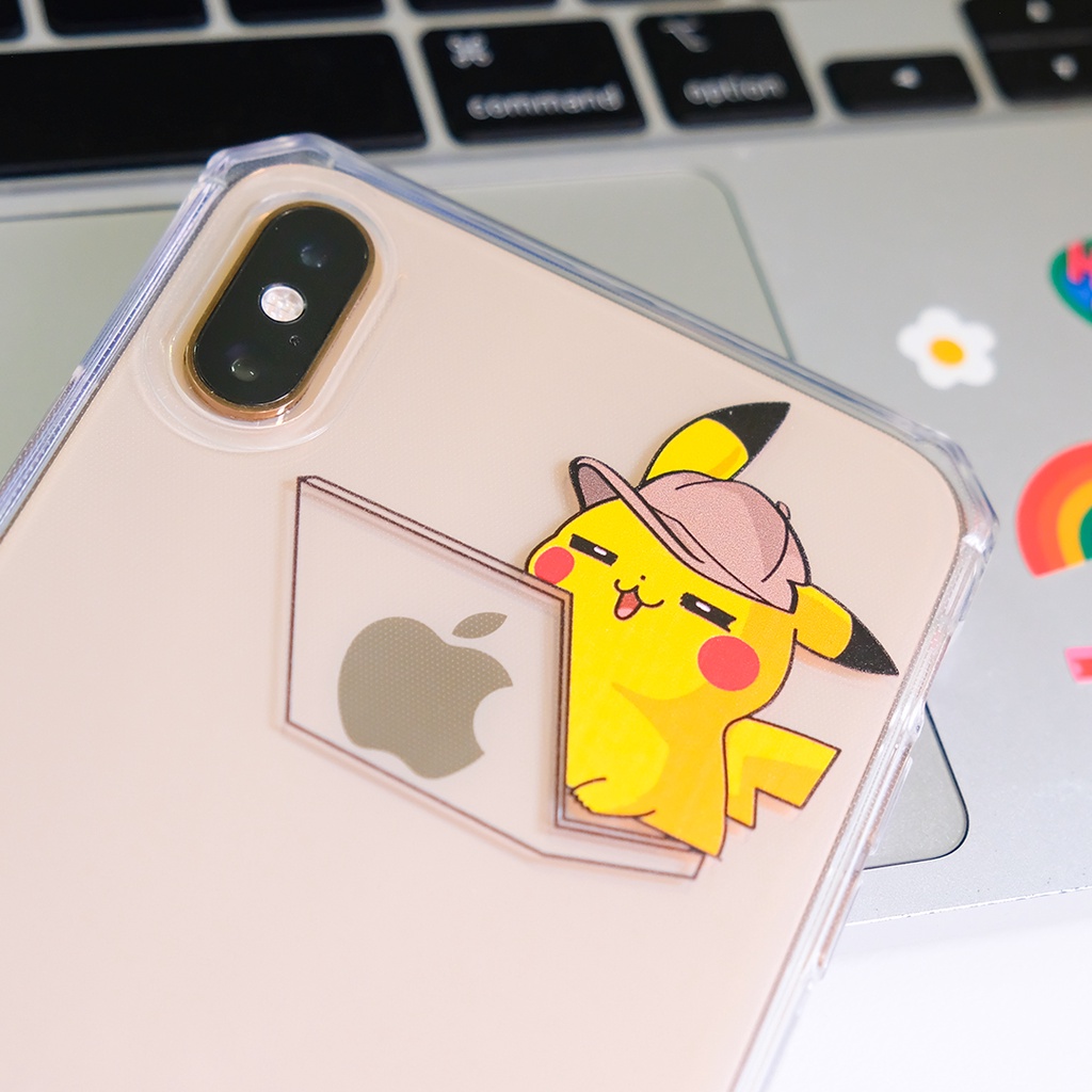 Ốp iPhone PikaMac (Pikachu dùng Macbook): Silicon trong, chống sốc bảo vệ máy hiệu quả | BigBuy360 - bigbuy360.vn