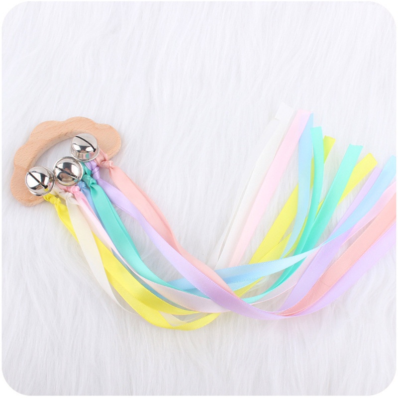 Vòng Đeo Tay Có Chuông Hình Đám Mây Bằng Gỗ Dễ Thương Cho Bé