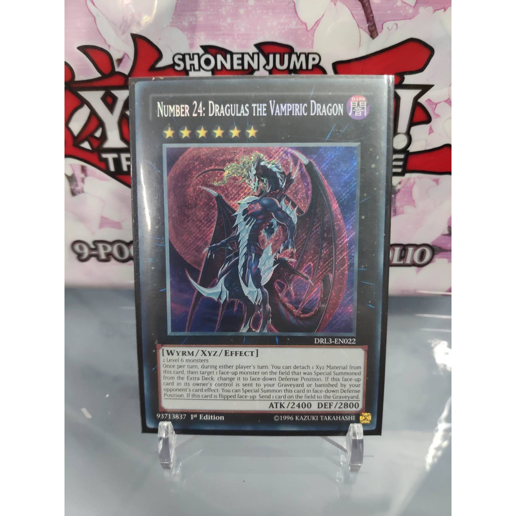 [ Dưa Hấu Yugioh ] Lá bài thẻ bài Number 24 Dragulas the Vampiric Dragon - Secret Rare - Tặng bọc bài nhựa bảo quản