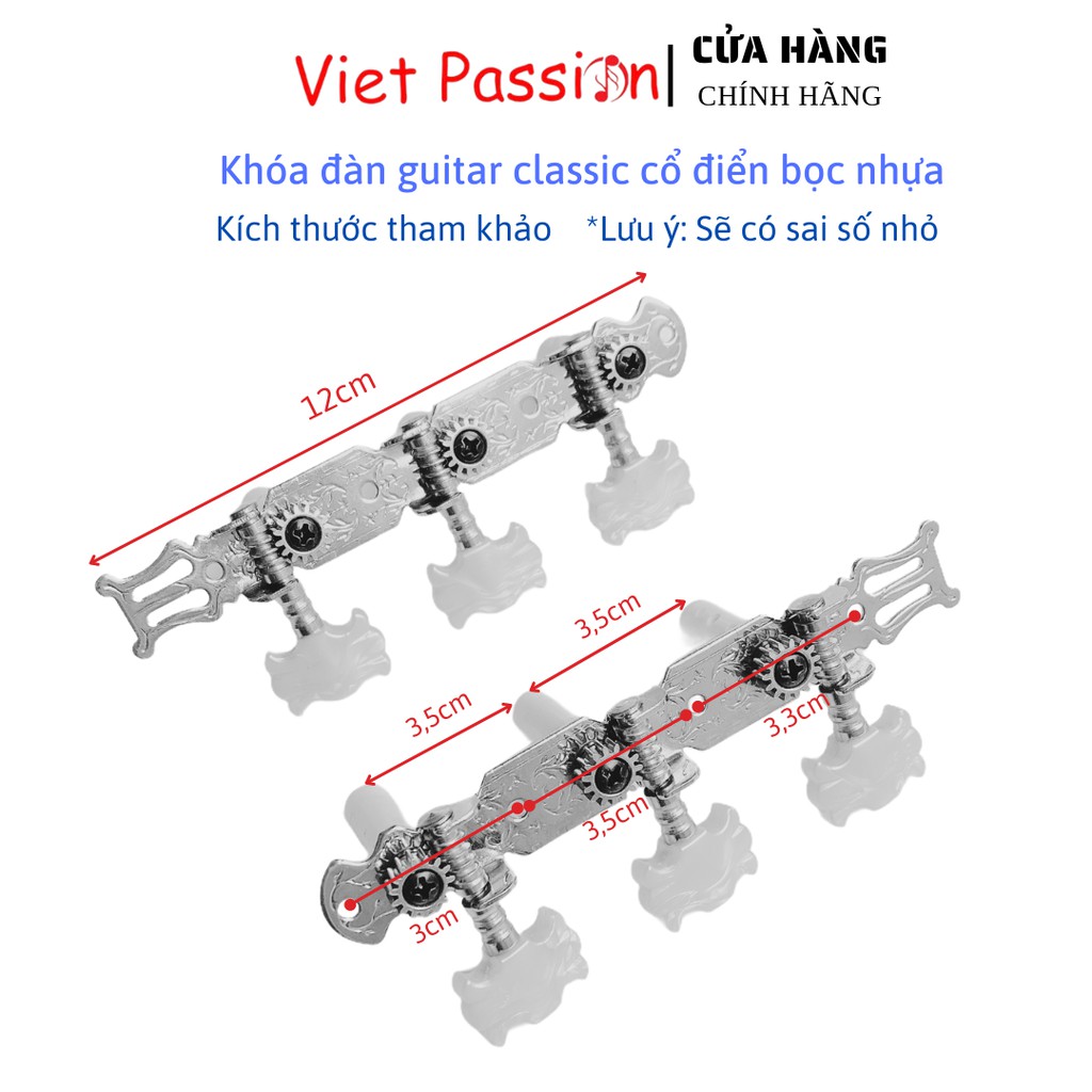 Bộ khóa đàn guitar acoustic đàn cổ điển dây nylon có liền 2 vế kèm ốc vít thay thế Viet Passion