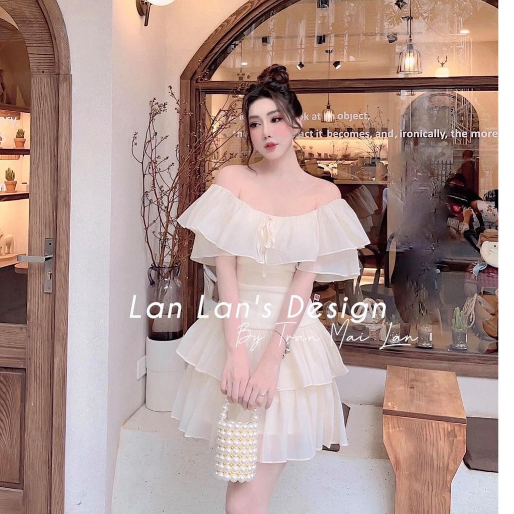 Váy Tơ Trễ Vai Bèo Nhún Hai Lớp - Đầm Peplum Tiểu Thư